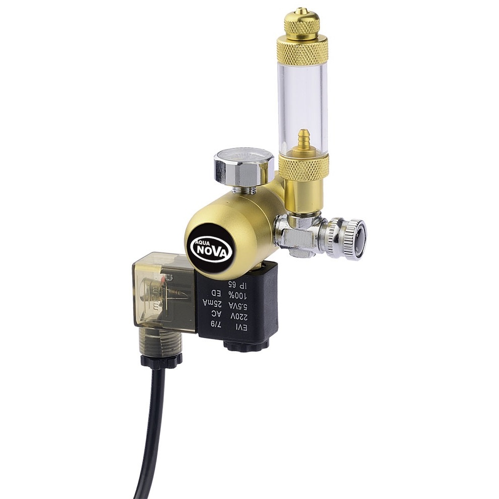 Редуктор CO2 Aqua Nova NCO2-REG с счетчиком пузырьков и электромагнитным клапаном