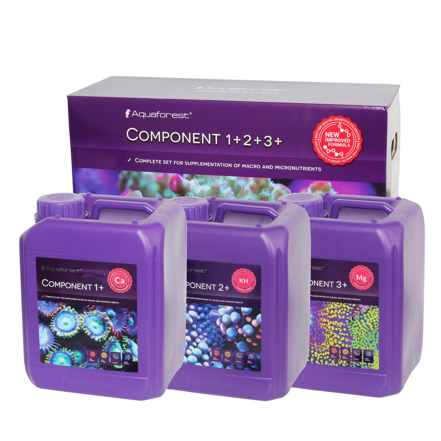 Мікро і макроелементи для морського акваріуму Aquaforest Component 1+, 2+, 3+, 3x5л (732475)