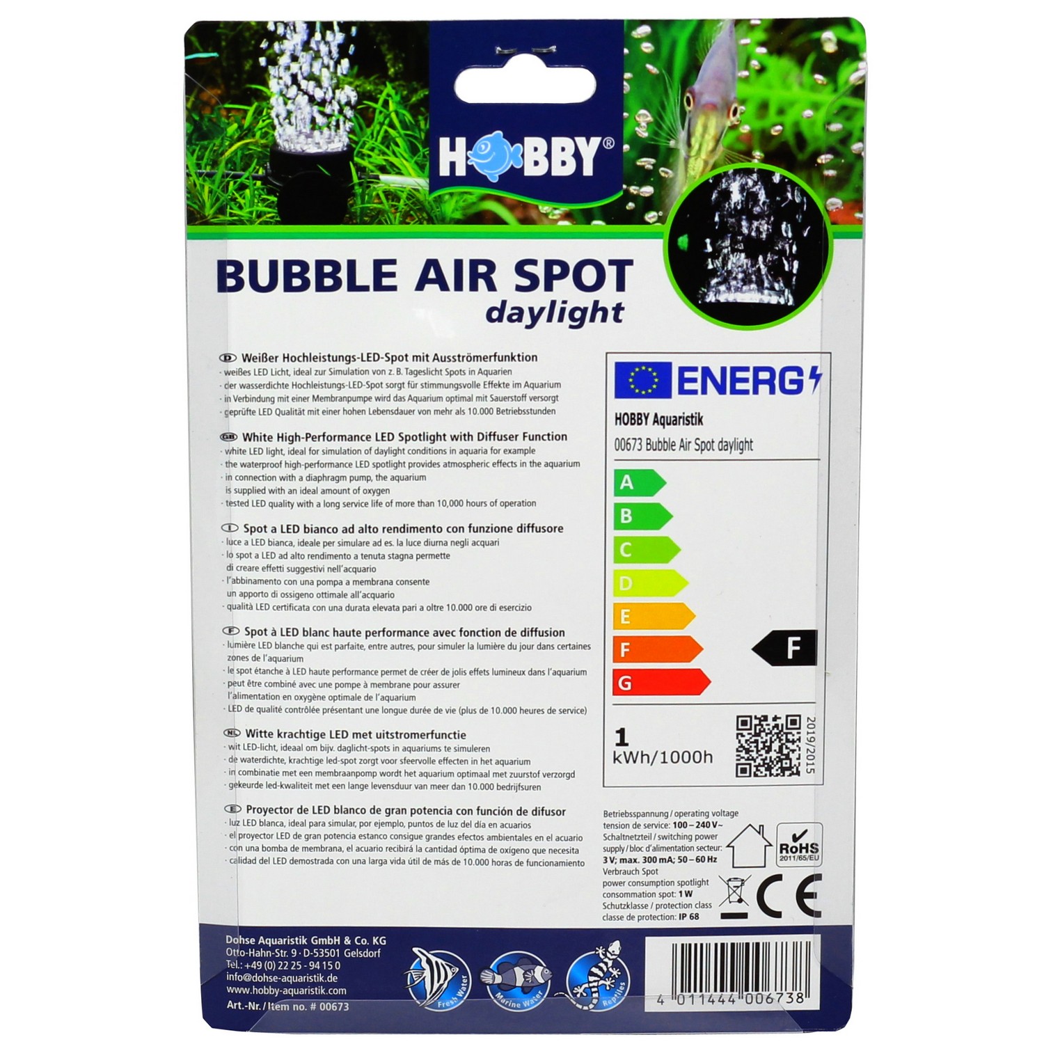 Розпилювач з LED освітленням Hobby Bubble Air Spot daylight (00673)