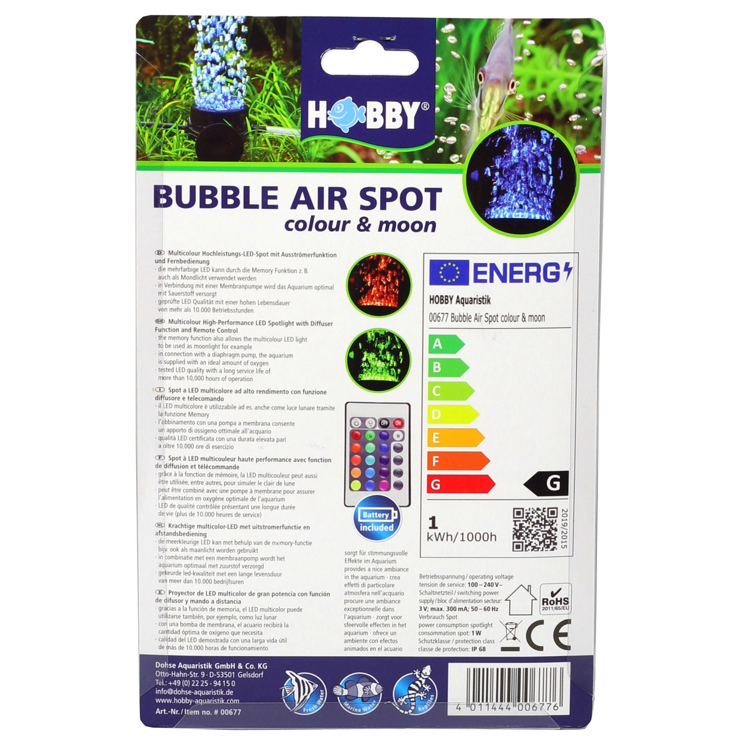 Розпилювач з LED освітленням Hobby Bubble Air Spot colour & moon (00677)