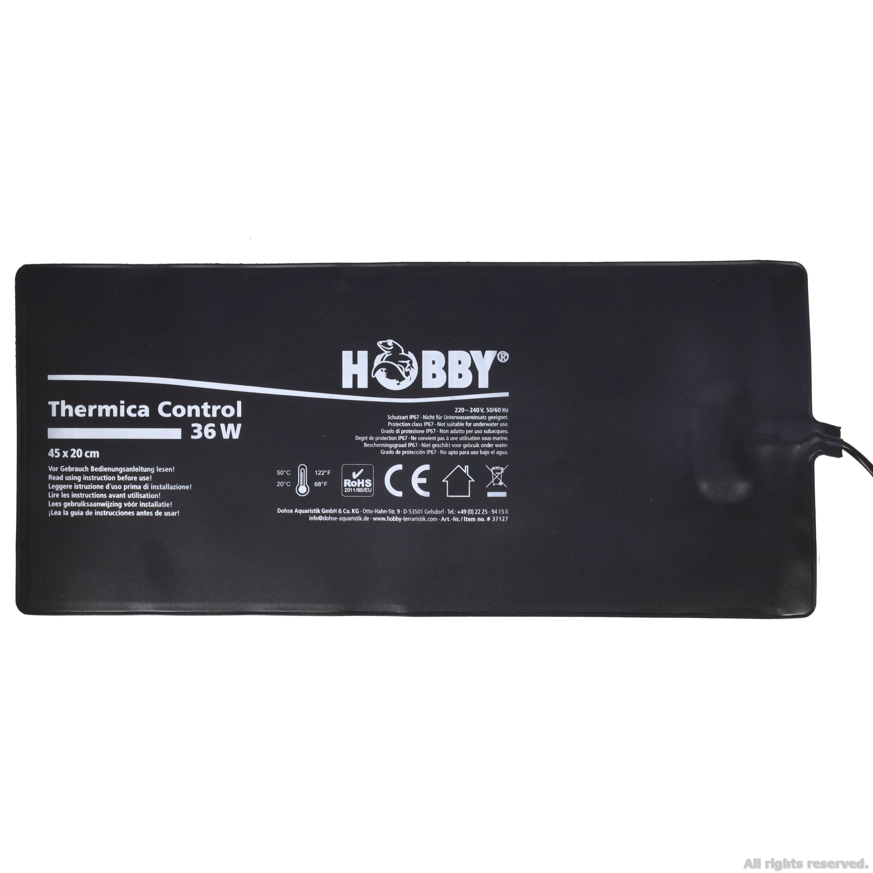 Нагрівальний мат водонепроникний з контролером Hobby Thermica Control 36 Ват IP67 45x20см (37127)