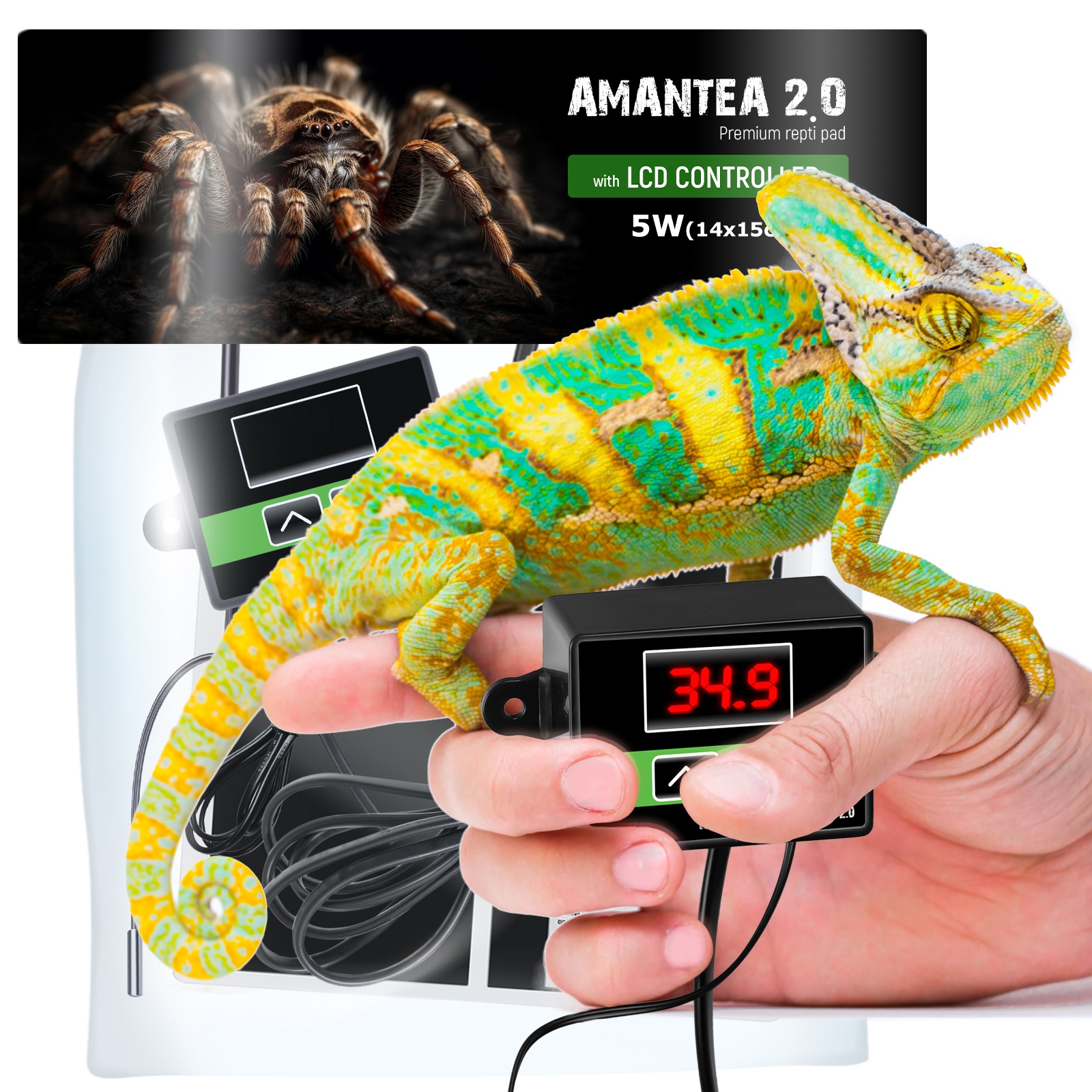 Нагрівальний мат з термостатом Terrario Amantea 2.0 5W 14x15см