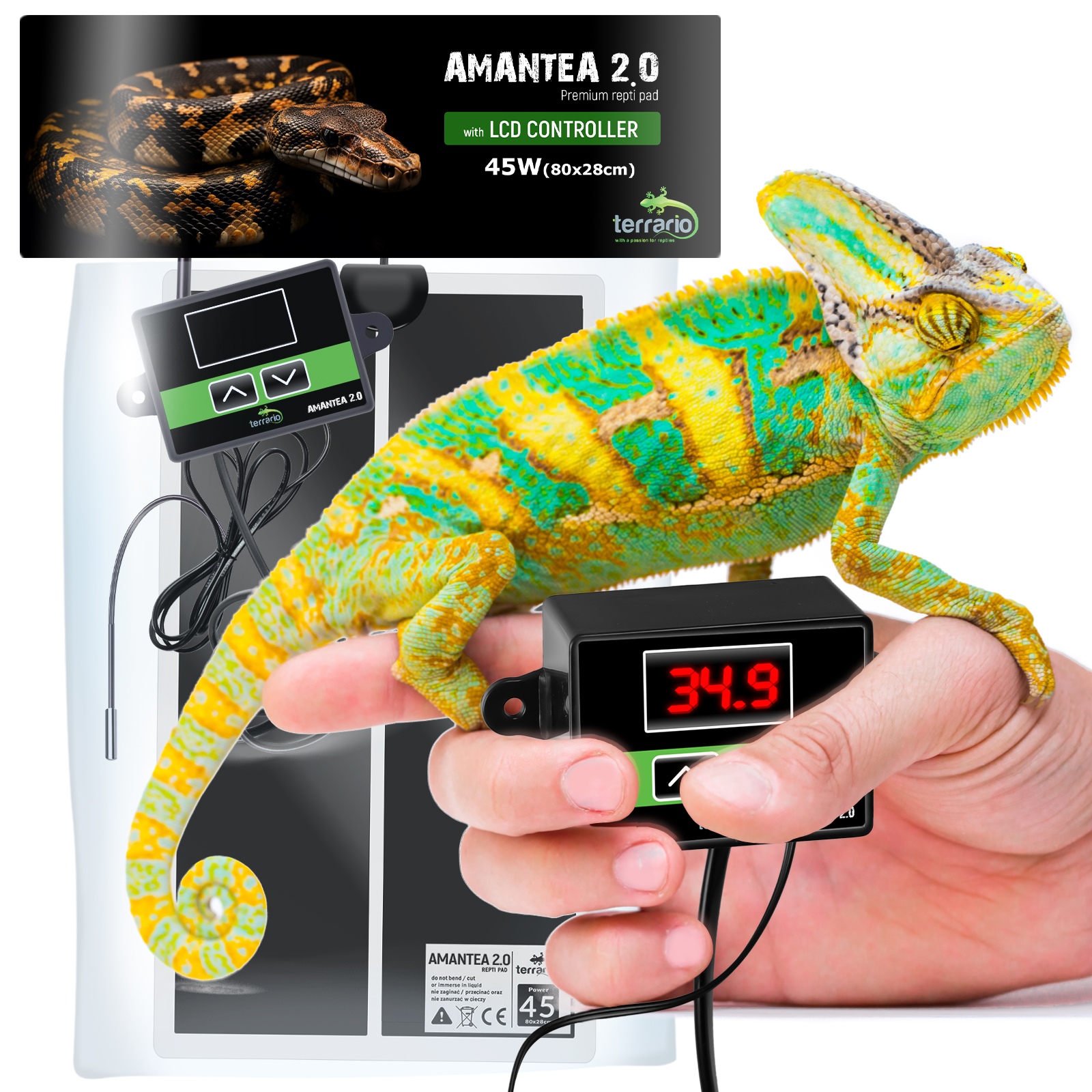 Нагрівальний мат з термостатом Terrario Amantea 2.0 45W 80x28см