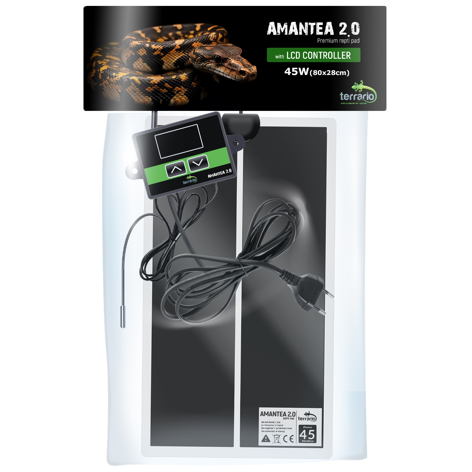 Нагрівальний мат з термостатом Terrario Amantea 2.0 45W 80x28см