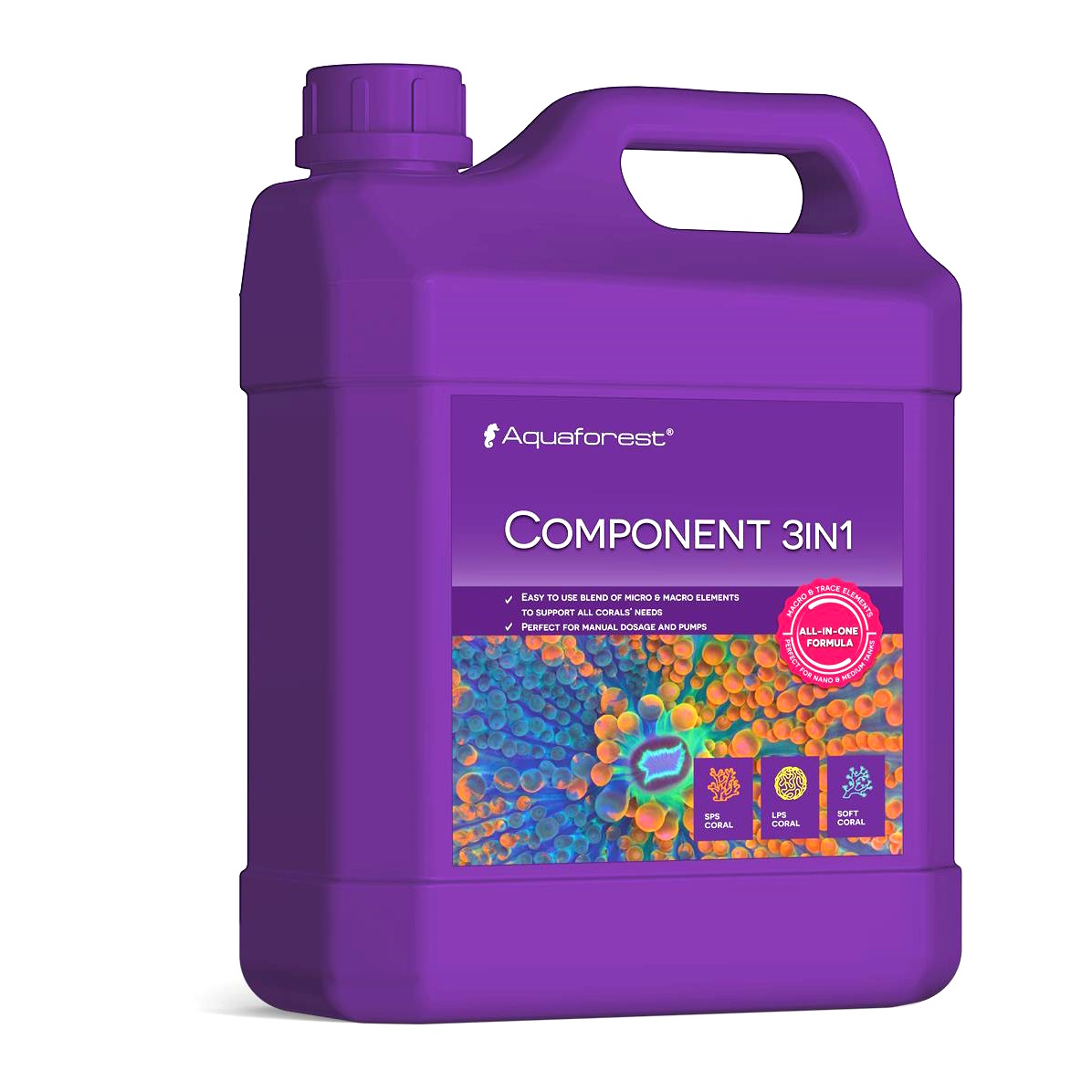 Комплекс макро і мікроелементів Aquaforest Component 3in1 2л. для морських акваріумів, метод Баллінга