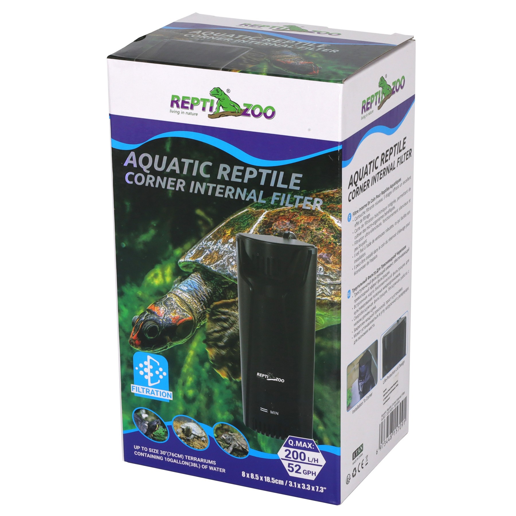 Внутрішній фільтр Repti-Zoo Aquatic Corner Filter (GLB07) для тераріумів із черепахами, рибами та амфібіями (200 л/год, до 38 літрів)