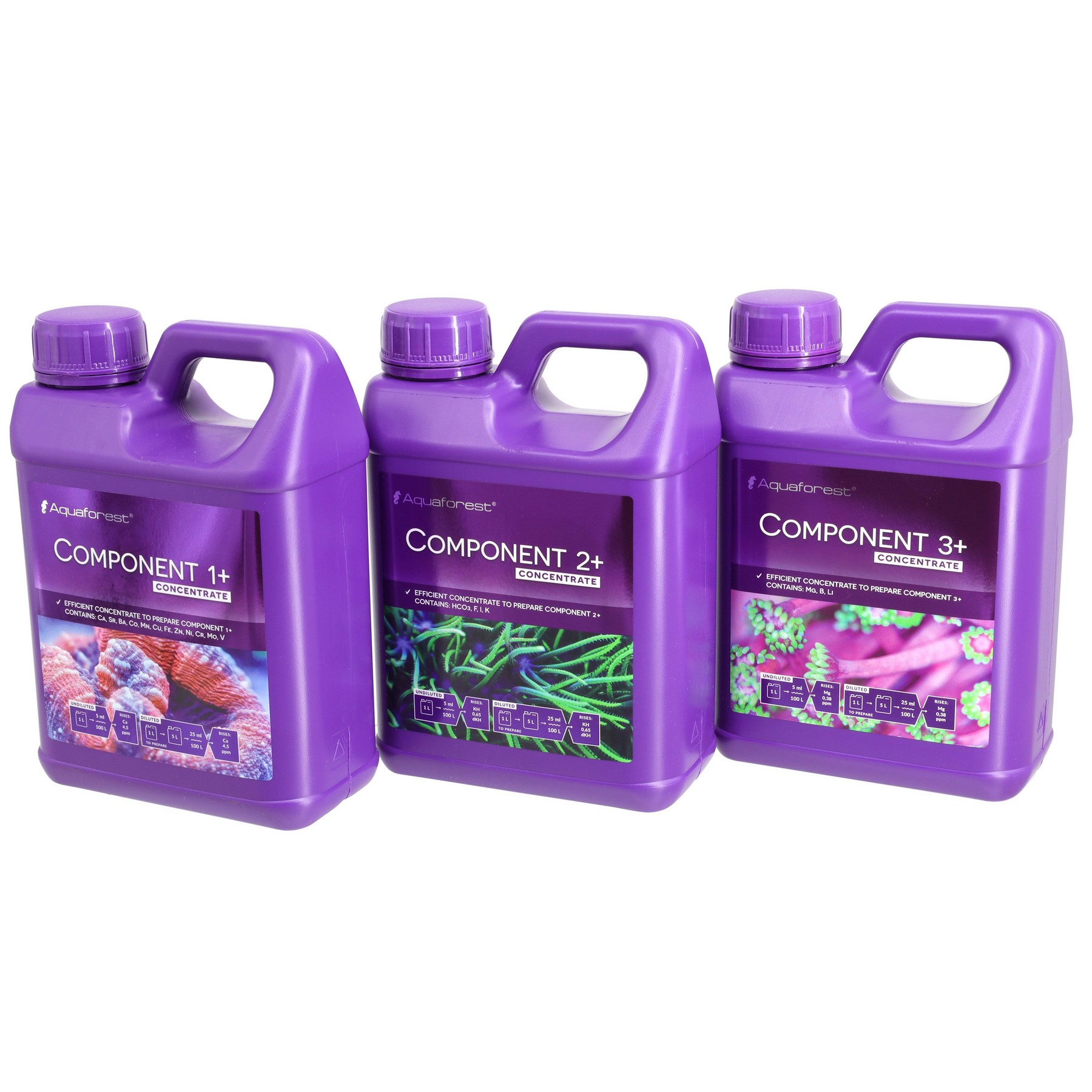 Мікро і макроелементи для морського акваріуму Aquaforest Component Concentrate 1+2+3+, 3x1л - набір для методу Баллінга