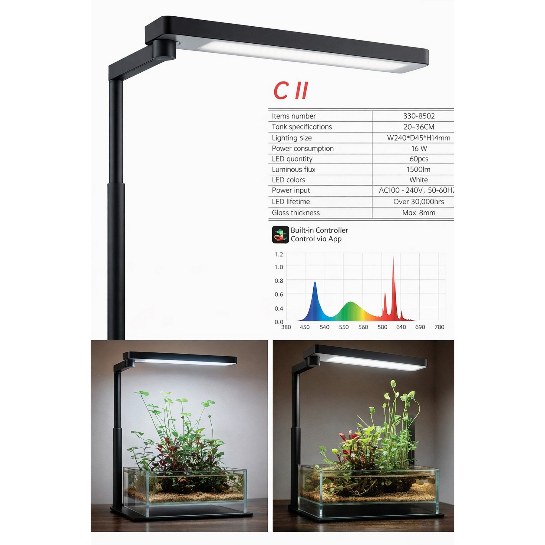 Світлодіодна лампа Chihiros CII LED Light 16W - LED освітлення для нано-акваріумів з Bluetooth керуванням