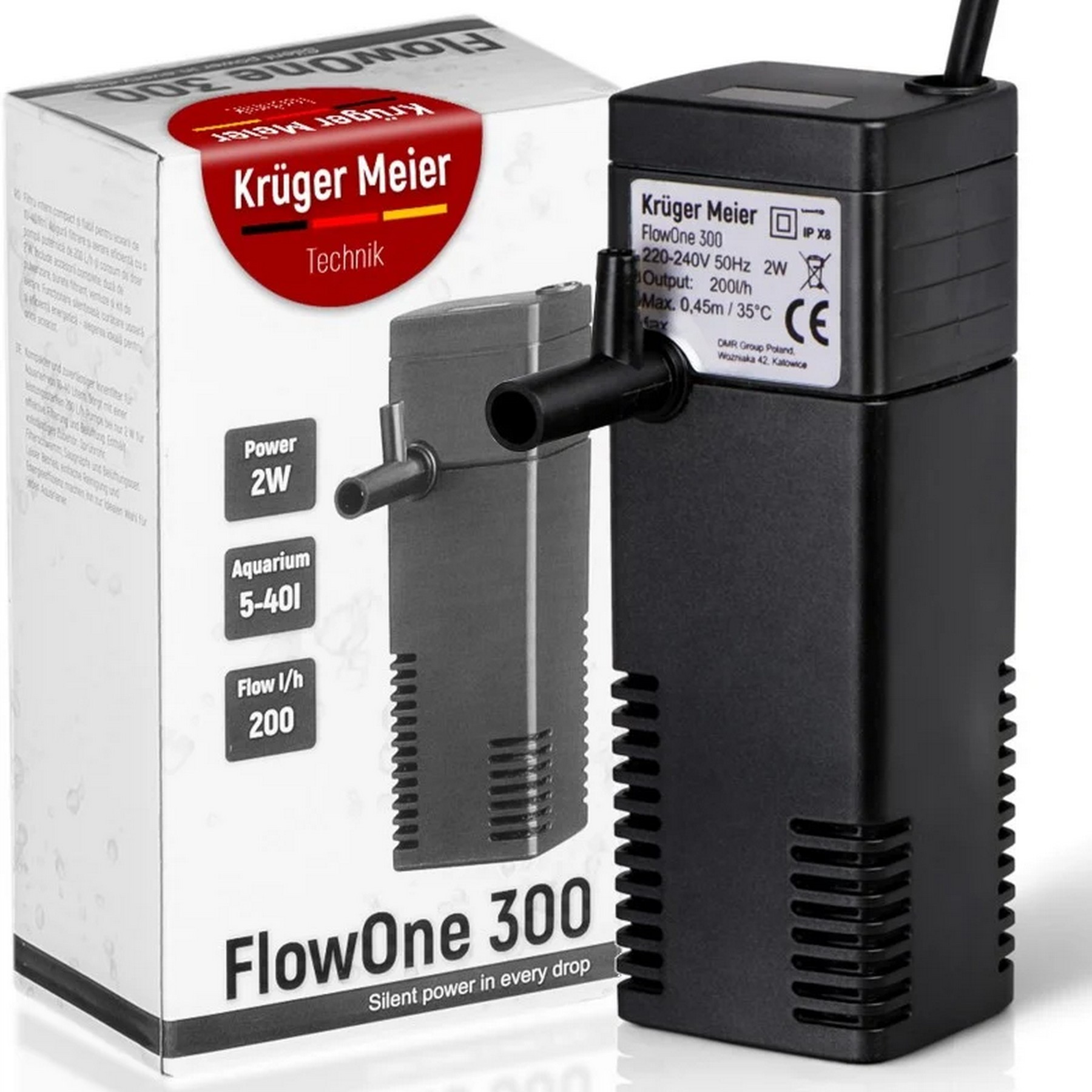 Внутрішній фільтр Kruger Meier FlowOne 300 для акваріумів 5-40 літрів