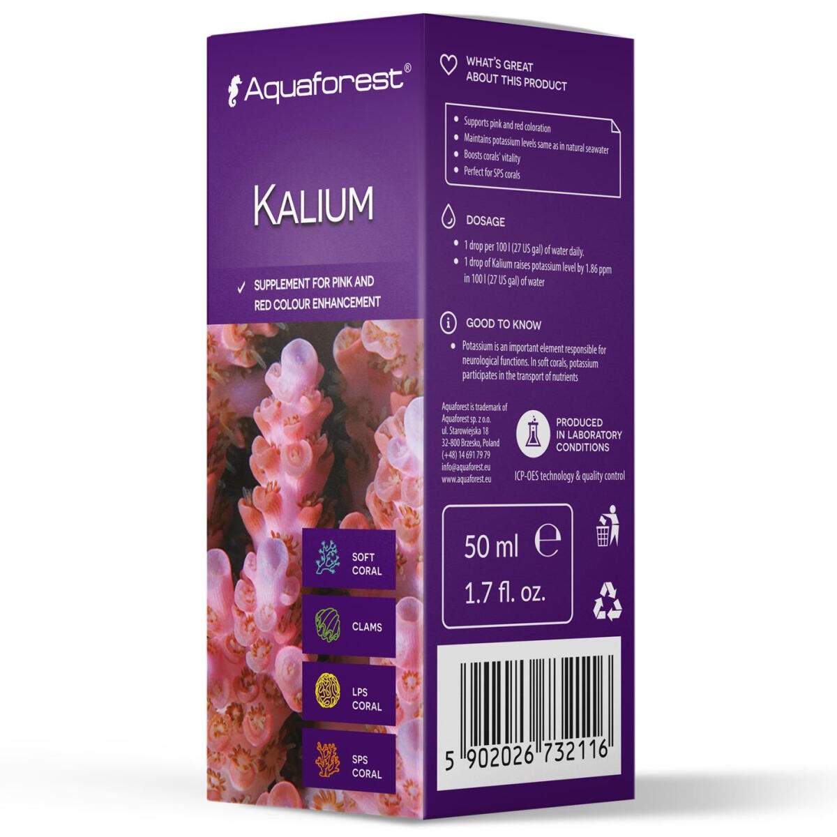 Калий для морского аквариума Aquaforest Kalium 50 мл - усиление цвета SPS кораллов