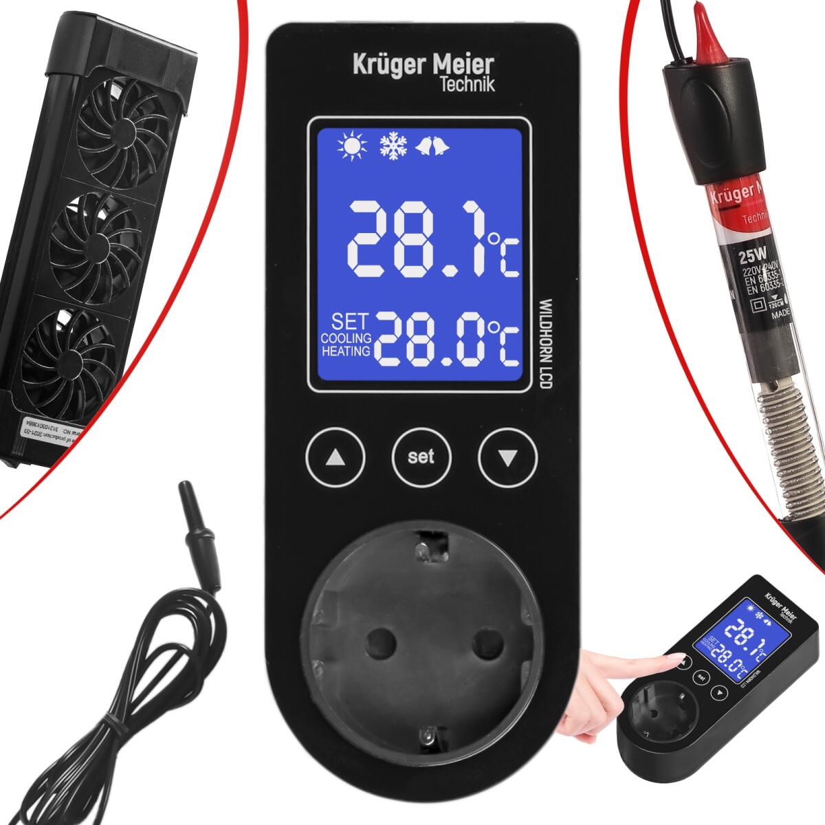 Цифровий термостат Kruger Meier Wildhorn LCD 1100Вт.
