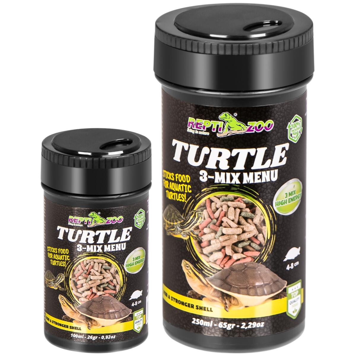 Корм із часником для водних черепах Repti-Zoo Turtle 3-Mix Menu 250мл.