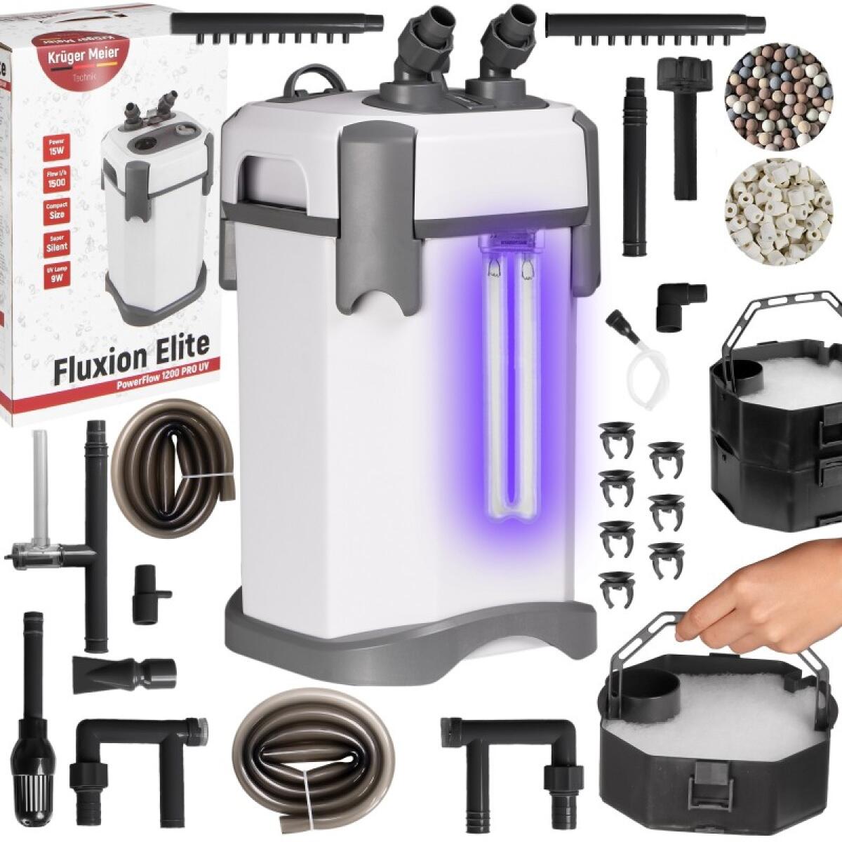 Внешний фильтр Kruger Meier Fluxion Elite 1800 UVC PRO для аквариумов 120-350 литров.