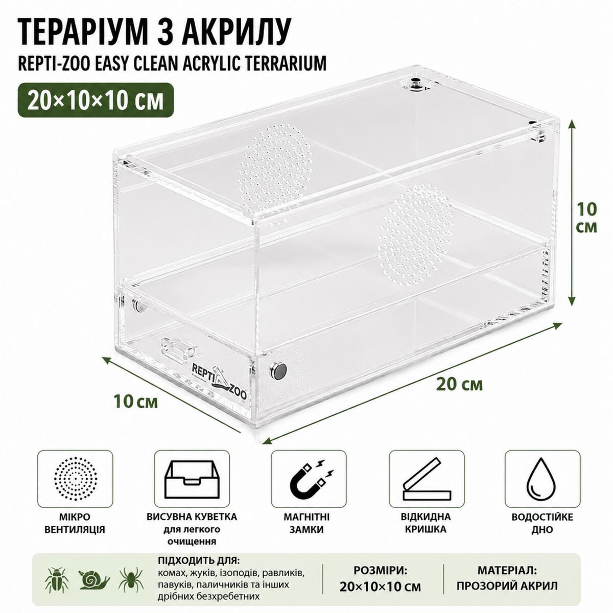 Тераріум акриловий Repti-Zoo Easy Clean Acrylic ACR47 20×10×10 см для комах, павуків