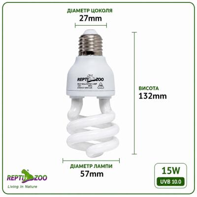 Люмінесцентна лампа Repti-Zoo Desert Lamp 10.0 UVB 15W для пустельних та тропічних рептилій (CT1015)