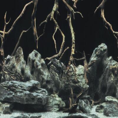 Аквариумный задний фон Aqua Nova Синее море/Камни с корягами 150x60см (TREE ROOTS/WATER XL)