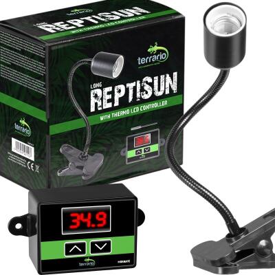 Світильник довгий з затискної ручкою і термостатом Terrario Long ReptiSun Temperature Control 200W