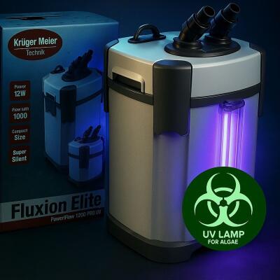 Внешний фильтр Kruger Meier Fluxion Elite 1200 UVC PRO для аквариумов 100-250 литров