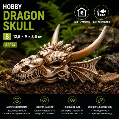 Декорація череп дракона Hobby Dragon Skull S 12,5×9×8,5 см для акваріума і тераріума (32074)
