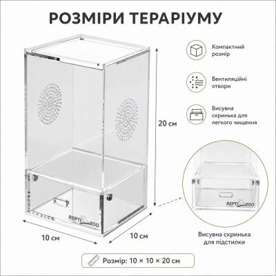 Тераріум акриловий Repti-Zoo Easy Clean Acrylic ACR46 10×10×20 см для комах, павуків